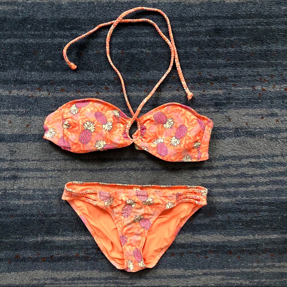 American Eagle Pineapple Coral Bikini